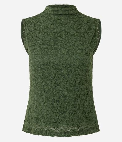 Blusa en Encaje con Cuello Alto y Punto Diferenciado 5