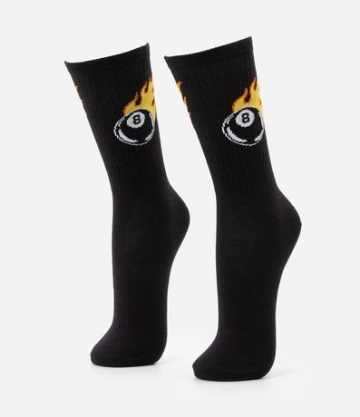 Media Caña Larga en Algodón con Estampa Bola Ocho