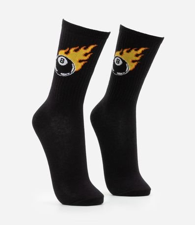 Media Caña Larga en Algodón con Estampa Bola Ocho 2