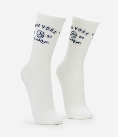 Media Caña Larga en Algodón con Estampa New York Brooklyn 2