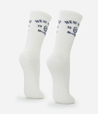 Media Caña Larga en Algodón con Estampa New York Brooklyn 3