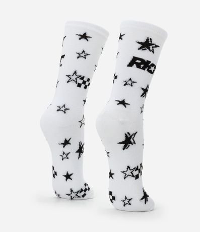 Media Caña Larga en Algodón Estampa Riot Estrellas 3