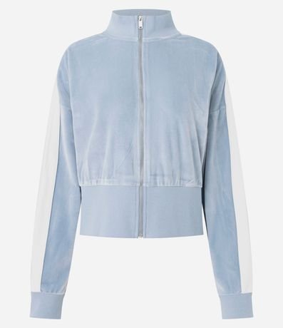 Suéter en Plush con Cuello Alto y Raya Lateral