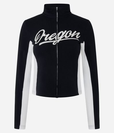 Campera Biker en Algodón con Lettering Oregon 5