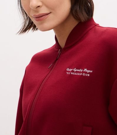 Campera Bomber Deportiva en Microfibra con Lettering Bordado 3