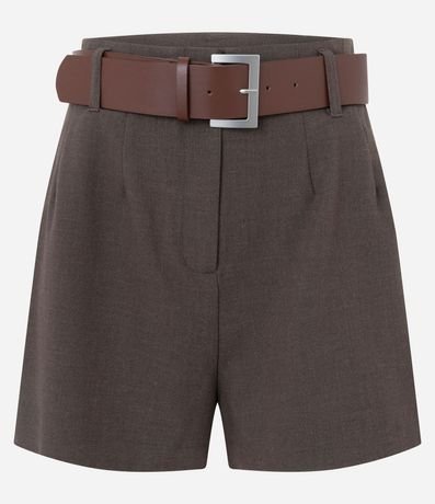 Short Alfaiatado en Tweed con Cinturón