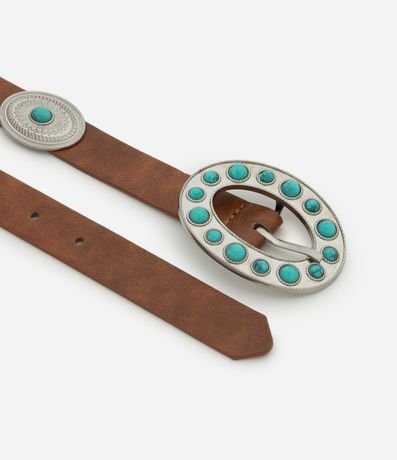 Cinturón Largo en PU con Detalles Ovalada Metalizados 2