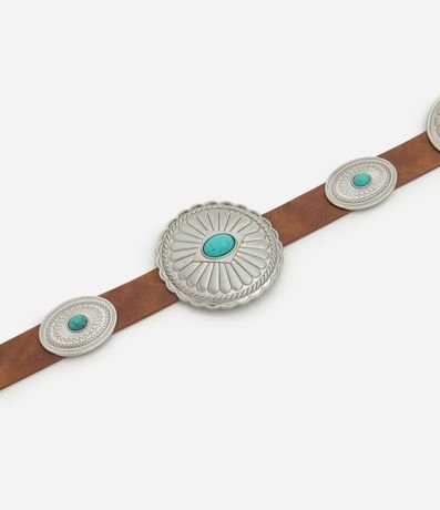 Cinturón Largo en PU con Detalles Ovalada Metalizados 3