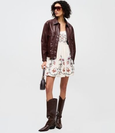 Campera Bomber en PU con Bolsillos Delanteros 2