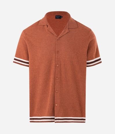 Camisa Manga Corta Jacquard Raya Jacquard con Ruedo de Rayas 5