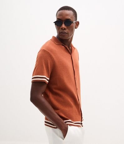 Camisa Manga Corta Jacquard Raya Jacquard con Ruedo de Rayas 3