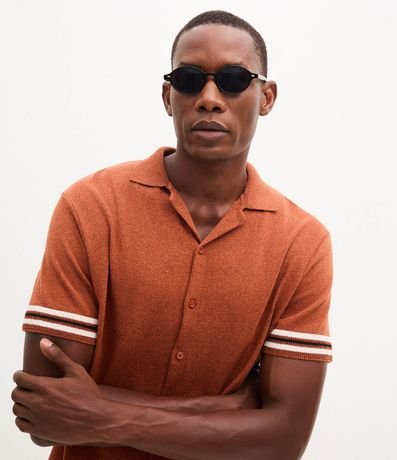 Camisa Manga Corta Jacquard Raya Jacquard con Ruedo de Rayas 4