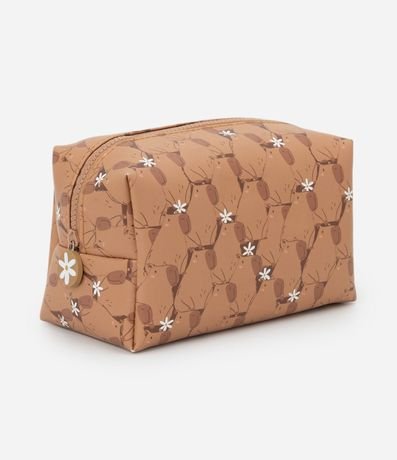 Neceser Rectangular en PU con Estampa de Carpinchos