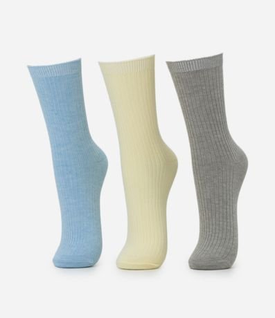 Kit 03 Par de Medias Cano Mediano Canelado Sporty Gomoso 5