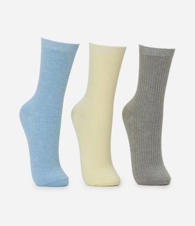 Kit 03 Par de Medias Cano Mediano Canelado Sporty Gomoso 2