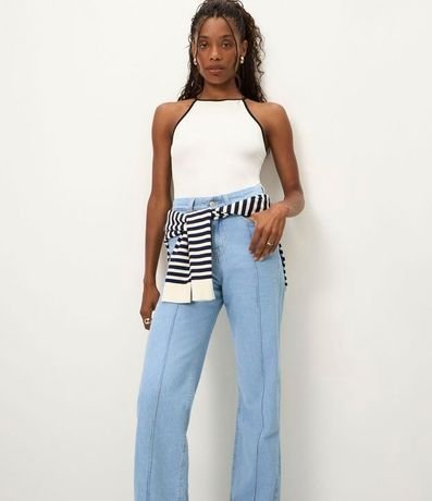 Pantalón Recto Comfort en Jeans con Costura Aparente 2