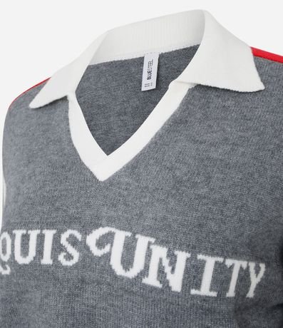 Suéter en Punto con Cuello Polo y Lettering 2
