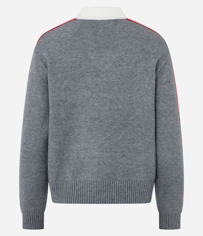 Suéter en Punto con Cuello Polo y Lettering 3