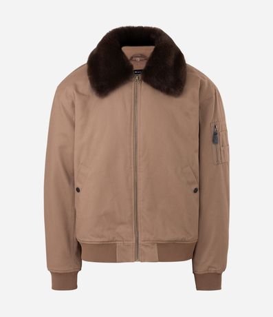 Campera Bomber en Sarga Lisa y con Cuello Desmontable 5