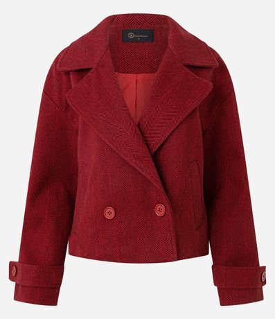 Abrigo Regular con Cuello Blazer y Estampa Espiga