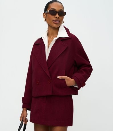 Abrigo Regular con Cuello Blazer y Estampa Espiga 4