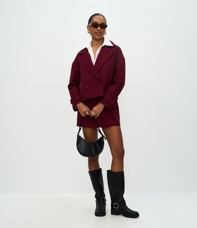Abrigo Regular con Cuello Blazer y Estampa Espiga 5