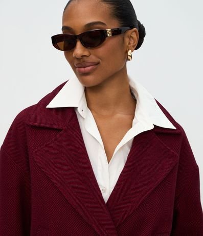 Abrigo Regular con Cuello Blazer y Estampa Espiga 6