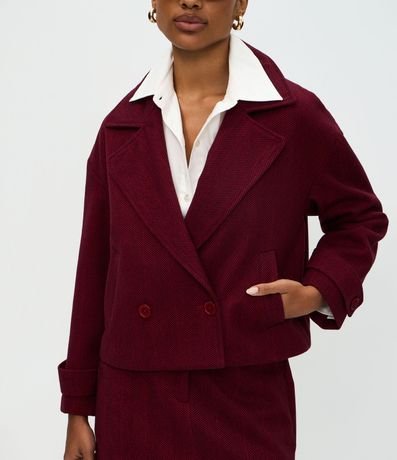 Abrigo Regular con Cuello Blazer y Estampa Espiga 7