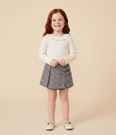 Short Pollera Infantil en Franela con Estampa de Cuadros – Talle 1 a 6 años