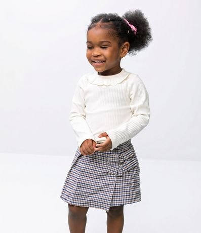 Short Pollera Infantil en Franela con Estampa de Cuadros – Talle 1 a 6 años