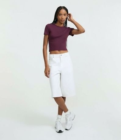 Blusa Cropped Básica en Rib con Manga Corta 4