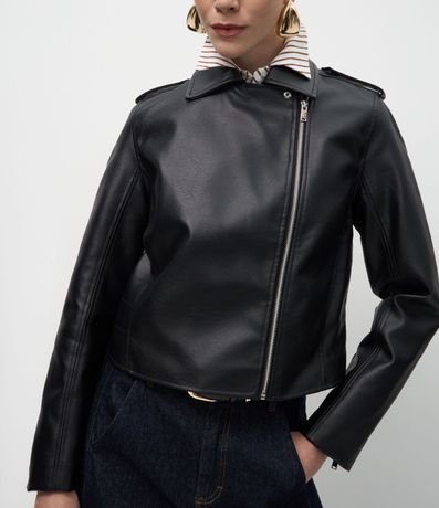 Campera Leve en PU Estilo Biker con Cremallera 3