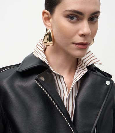 Campera Leve en PU Estilo Biker con Cremallera 4