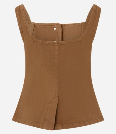 Chaleco Regular en Sarga con Escote Cuadrado 3