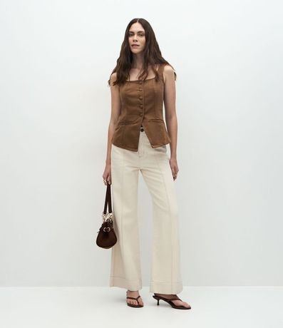 Chaleco Regular en Sarga con Escote Cuadrado 2