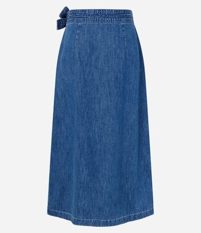 Pollera Lápis Midi en Jeans con Traspase Sobre 2