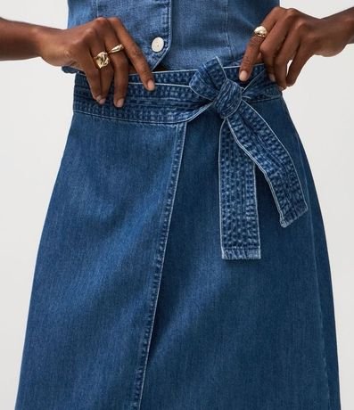 Pollera Lápis Midi en Jeans con Traspase Sobre 4