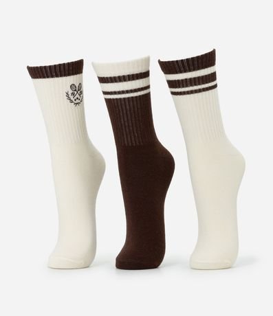 Kit 03 Medias Caña Larga Deportivas en Algodón