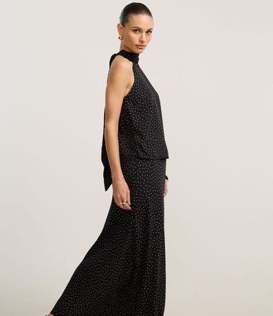 Pollera Recta Midi en Crepé con Estampado de Lunares 2