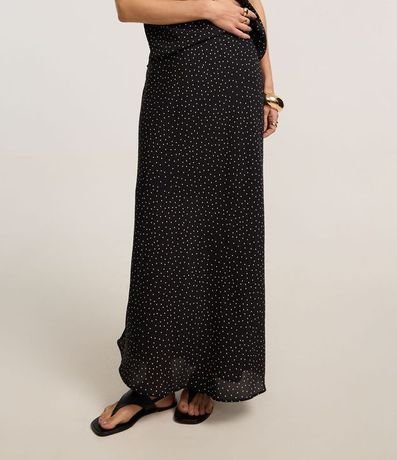 Pollera Recta Midi en Crepé con Estampado de Lunares 3
