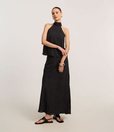 Blusa en Crepé con Cuello Halter y Estampado de Lunares 2