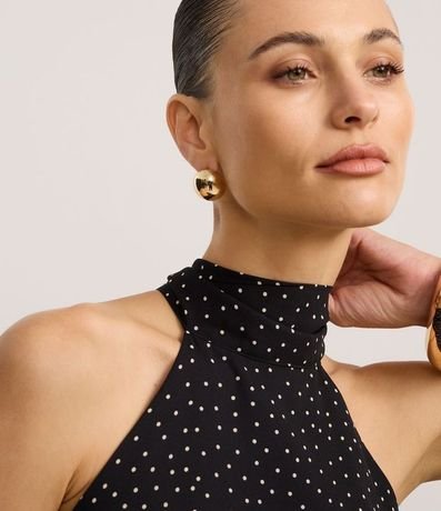 Blusa en Crepé con Cuello Halter y Estampado de Lunares 3