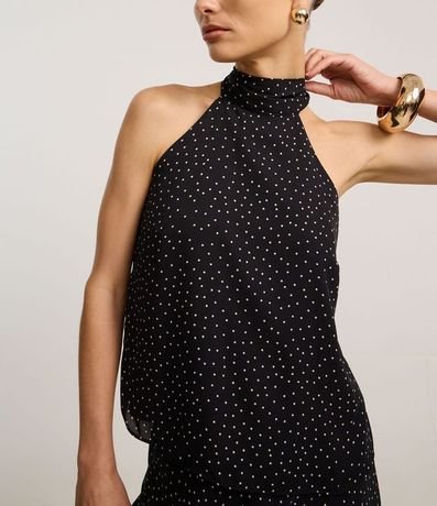 Blusa en Crepé con Cuello Halter y Estampado de Lunares 4
