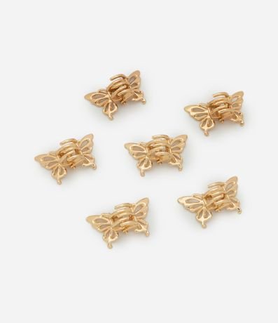 Kit 06 Mini Pinzas en Metal con Formato de Mariposa