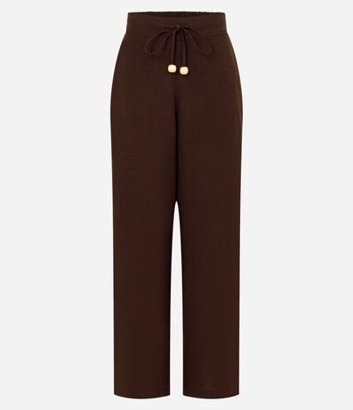 Pantalón Recto en Viscolino con Lazo Delantero 6