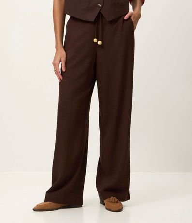 Pantalón Recto en Viscolino con Lazo Delantero 3