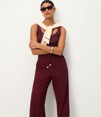 Pantalón Recto en Viscolino con Lazo Delantero 2