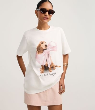 Remera en Algodón con Estampa de Perro de Lazo