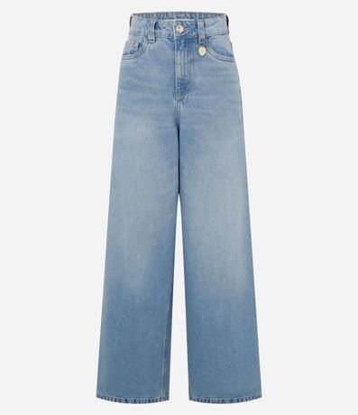 Pantalón Pantalona en Jeans con Cintura Alta y Detalle Charm 5