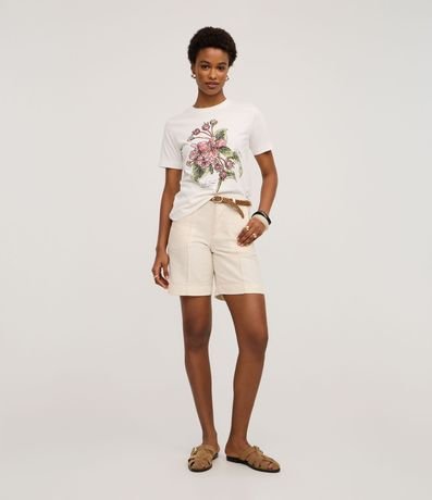Remera Slim en Algodón con Estampa Floral en Flores Punteadas 4